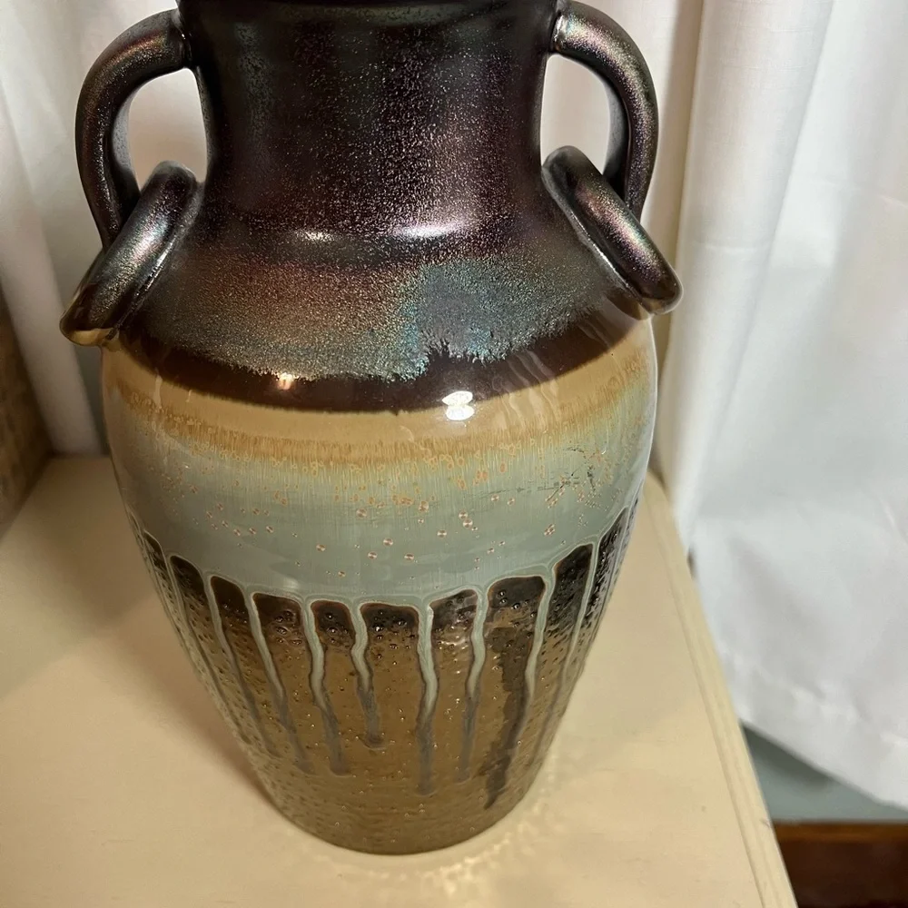 Beautiful Vintage Pottery Brown Green and Copper Glazed Base
